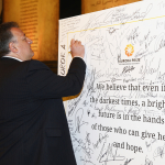 Noubar Afeyan at the pledge wall