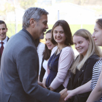 George Clooney meets students during visit to UWC Dilijan