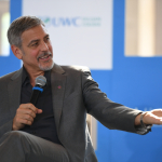 George Clooney speaks to the students of UWC Dilijan