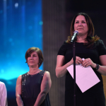 Rukmini Callimachi accepts the Award for Integrity in Journalism in partnership with the Aurora Priz