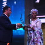 Ruben Vardanyan, Marguerite Barankitse and the Aurora Prize statuette