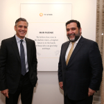 George Clooney Ruben Vardanyan at pledge wall